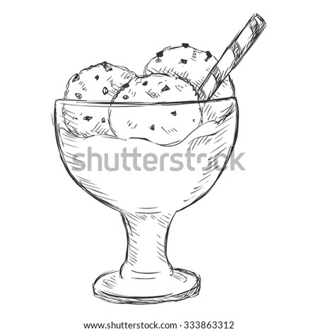 Vector Single Sketch Ice Cream Sundae