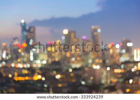 Abstract blurred abstract background aerial view city downtown night view