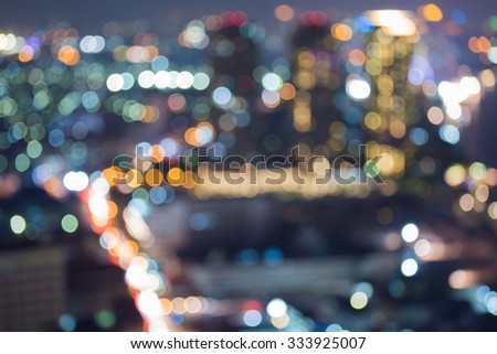 City lights at nights, abstract blurred bokeh light background