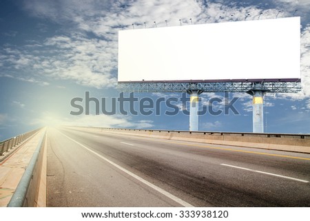 Blank billboard for your advertisement on road curve