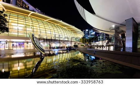 Singapore skylines reflection at night