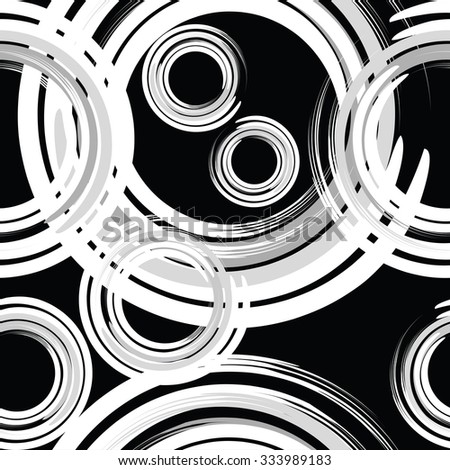 White circles abstract seamless pattern on black background.