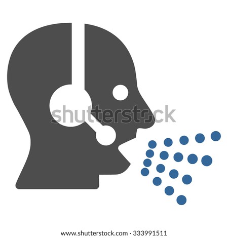 Operator Speech vector icon. Style is bicolor flat symbol, cobalt and gray colors, rounded angles, white background.