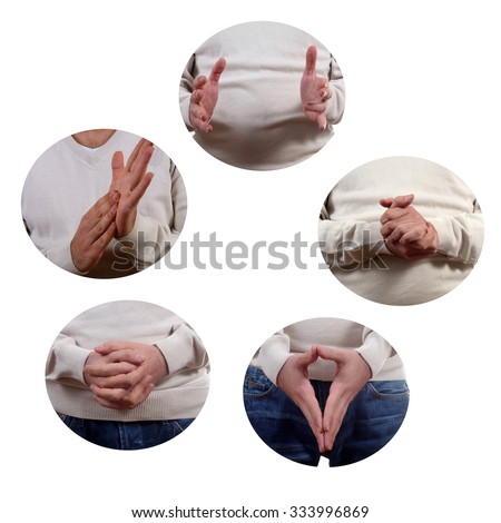 young man body language postures set closeup Royalty-Free Stock Photo #333996869