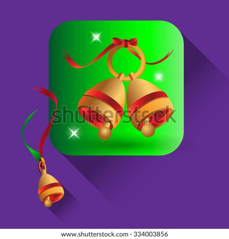 Vector icons on the theme of Christmas. Cartoon illustration with bells.