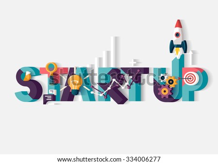 Start up concept. Typographic poster. Royalty-Free Stock Photo #334006277