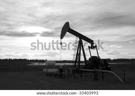 Black & White Oil Pump Jack Silhouette