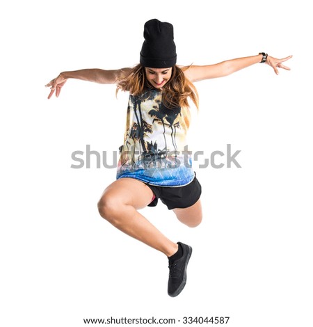 Street dance woman jumping