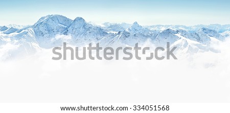 Panorama of winter mountains in Caucasus region,Elbrus mountain, Russia Royalty-Free Stock Photo #334051568