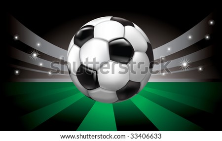 vector background with soccer ball on  stadium in the night