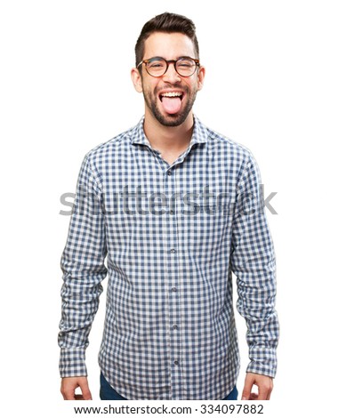 young man showing his tongue