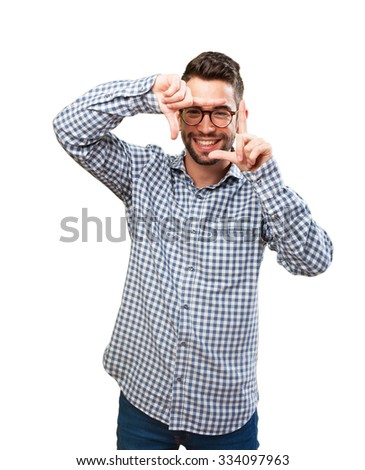 man doing a frame gesture