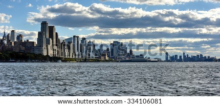 New York City skyline showing the west-side in autumn.