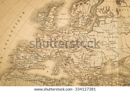 Antique world map, Europe Royalty-Free Stock Photo #334127381