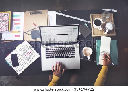 Businesswoman Working Email Writing Workplace Concept Royalty-Free Stock Photo #334194722