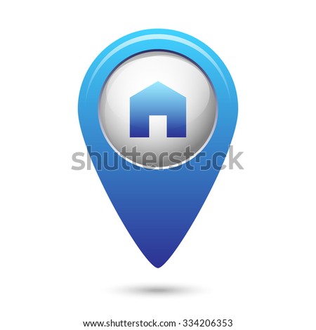 House icon on black button. Vector illustration