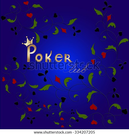 inscription poker club with rostitelnym ornaments, suits of cards and crown