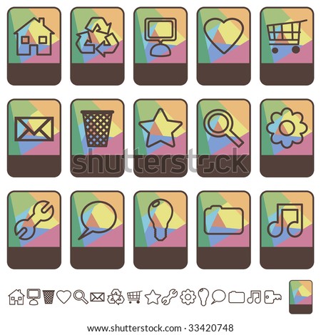collection of colorful tab icons with copy space, set 1