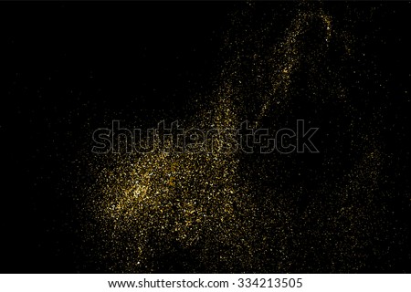 Gold glitter texture on a black background. Golden explosion of confetti. Golden grainy abstract  texture on a black  background. Design element. Vector illustration,eps 10. Royalty-Free Stock Photo #334213505
