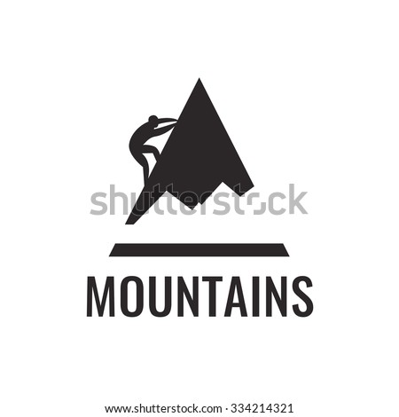 Mountain climber. Vector icon.
