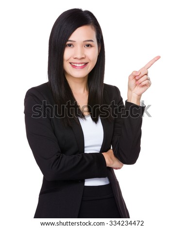 Young Businesswoman with finger point up