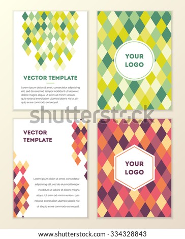 Vector cover template design with colorful geometric triangular background. This template can be used for a flyer, brochure, booklet, leaflet, banner and more.