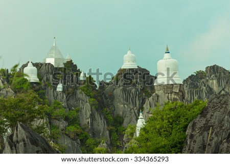 Wat Prajomklao Rachanusorn beautiful Thai Temple, Amazing temple on top of mountain at Lampang, North of Thailand.vintage tone