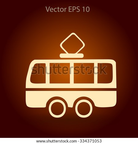 Flat tram icon. Vector