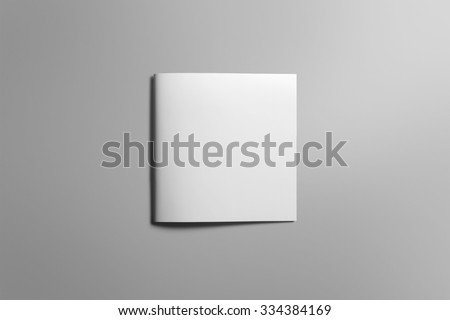 Blank square brochure magazine isolated on grey, with clipping path, changeable background Royalty-Free Stock Photo #334384169