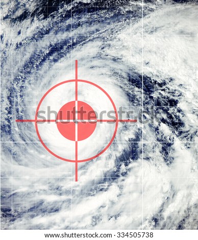 Big hurricane with red cross hairs - Elements of this image furnished by NASA.