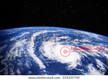 Hurricane with sign and text - Elements of this image furnished by NASA.