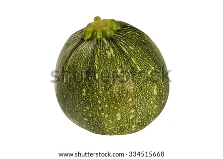 Round fresh green zucchini isolated on the white background
