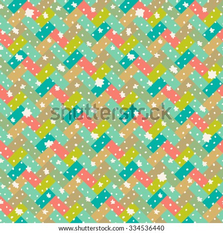 Winter holidays cute childish seamless pattern in bright colors, retro style. Artistic vector illustration