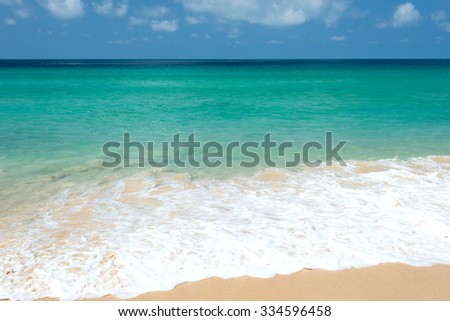 beach and tropical sea with blue sky