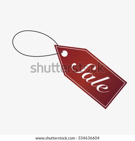 Red Sale embleme hanging. Isolated on white. Christmas. Black Friday. Autumn sales.