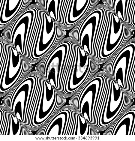 Seamless checked pattern with wavy lines texture. Vector illustration.