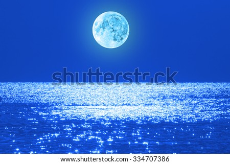 Moonrise over ocean/sea horizon. No elements of NASA or other third party.