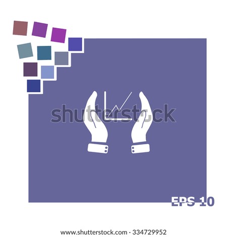Printchart icon with hand, vector illustration.