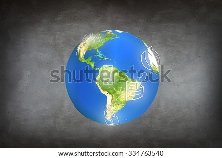 Colorful earth on the gray background. Elements of this image furnished by NASA