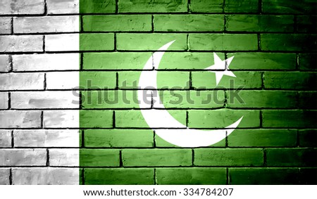 Pakistan Flag on a brick wall background
