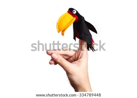 Brazilian animals (toucan bird) puppets in the finger.
