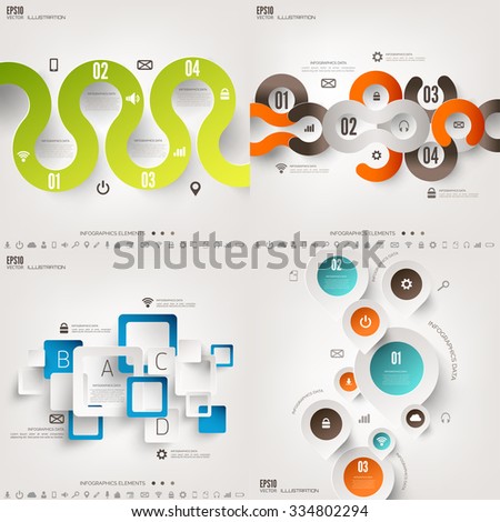 Vector illustration. Infograaphics set. Diagram or chart template with steps. Business information and data visualization process. Graph.