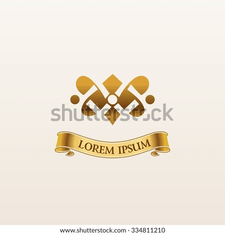Vintage luxury gold emblem. Elegant Calligraphic decor on vector logo with ribbon