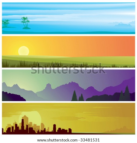 set of landscape scenes banners