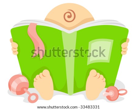 Baby reading Book - Vector