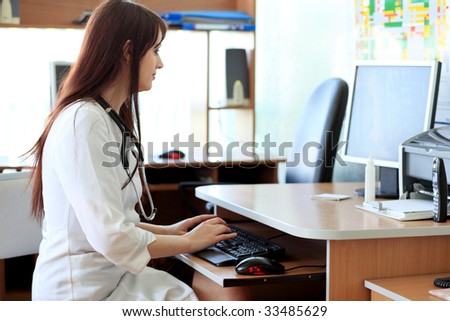 Medical theme: student in a classroom.