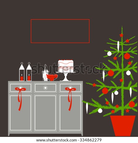 Home decor for Christmas. Christmas tree.Vector illustration
