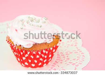 Cake with Cream, Cupcake. Studio Photo.