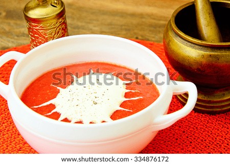 Fresh Homemade Classic Cold Gazpacho Soup Studio Photo