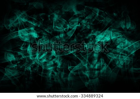 green smoke art abstract in black background